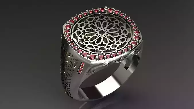 Men ring with Moroccan heritage motifs