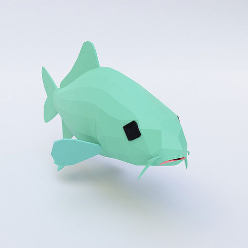 Freshwater common carp fish 3d model  Low-poly 3D model