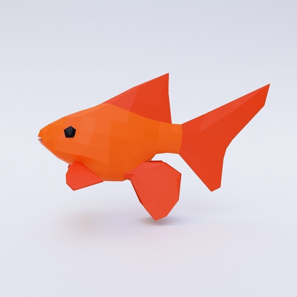 Gold fish low poly 3d model  Low-poly 3D model_2