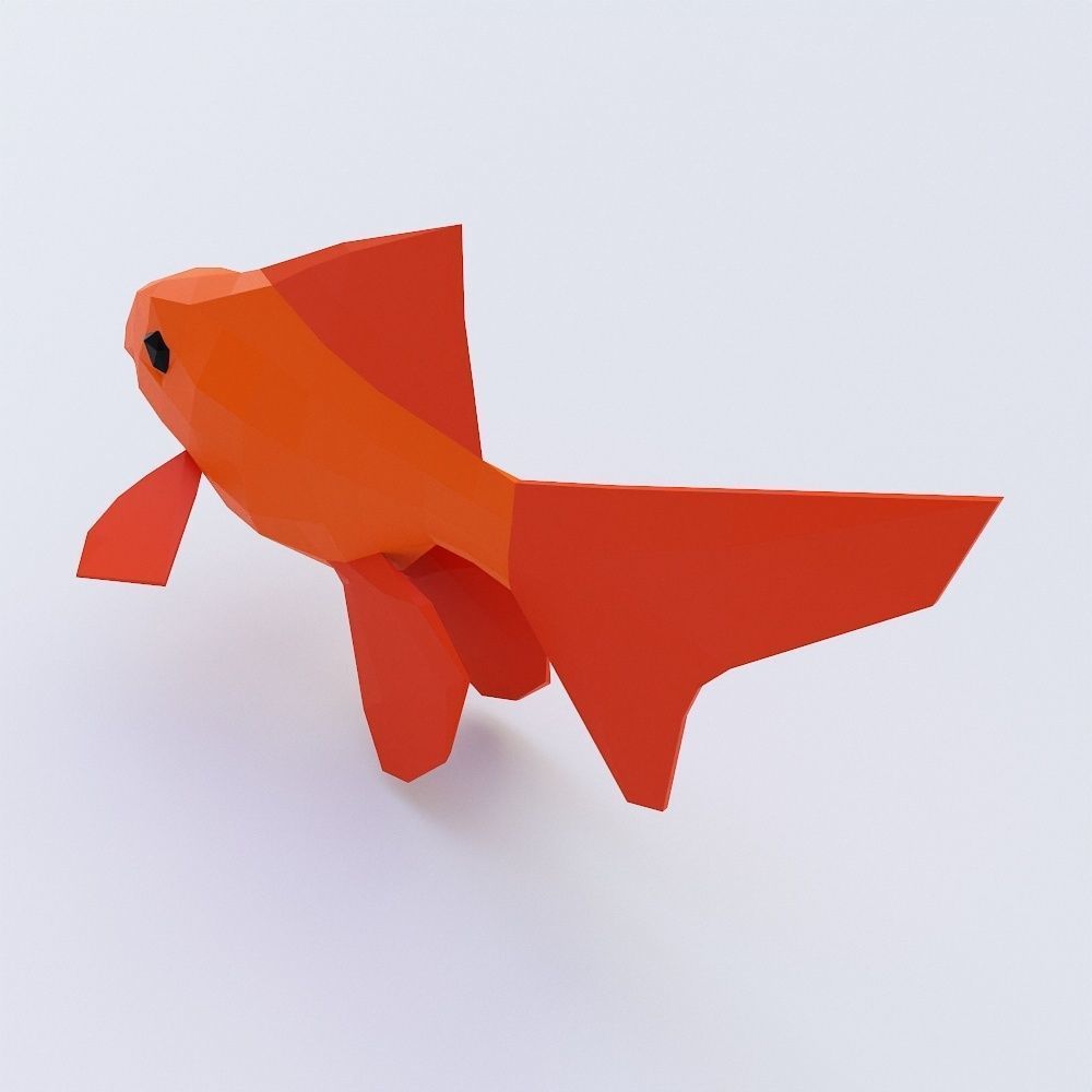Gold fish low poly 3d model  Low-poly 3D model_3