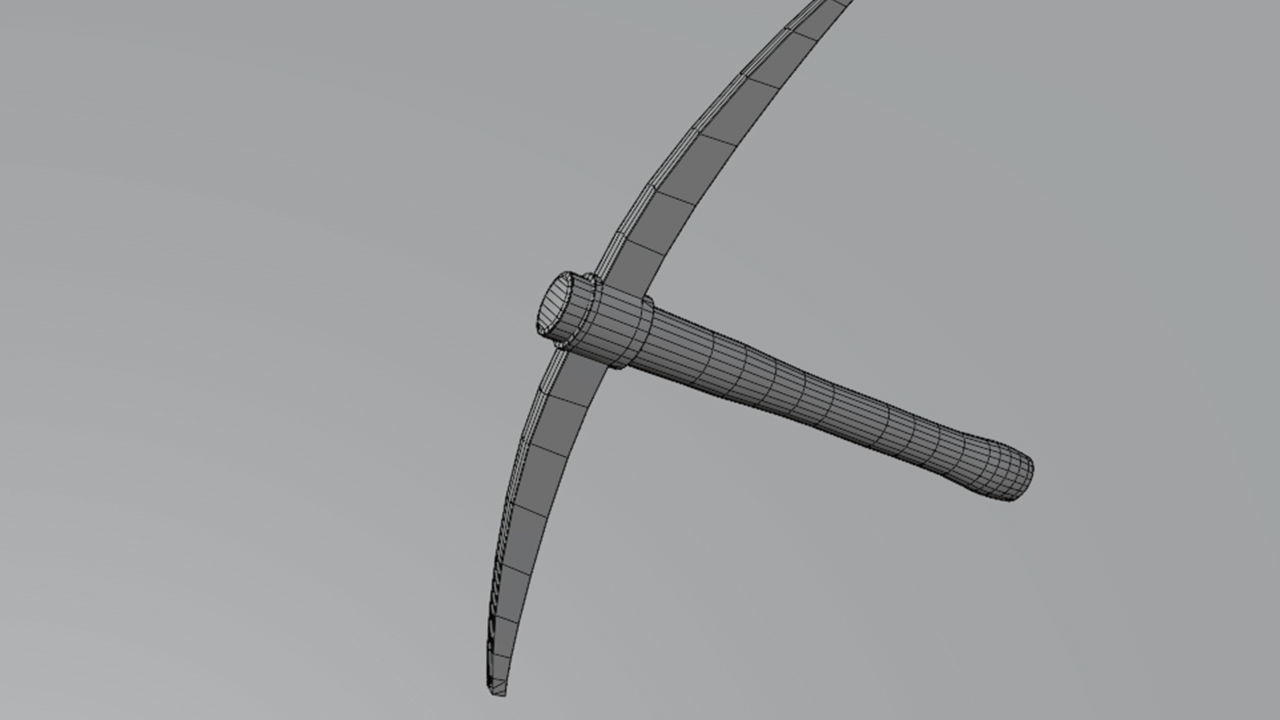 Medieval old wooden pickaxe  Low-poly 3D model_3