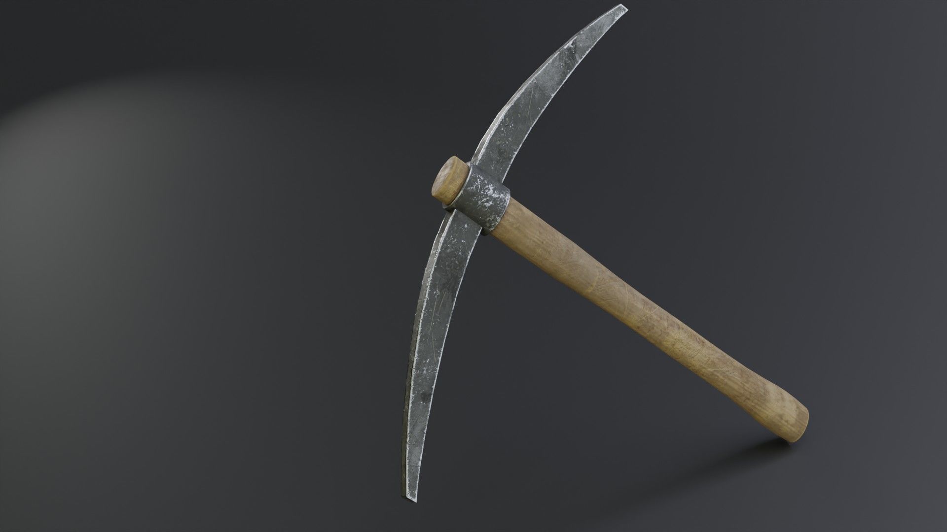 Medieval old wooden pickaxe  Low-poly 3D model_2