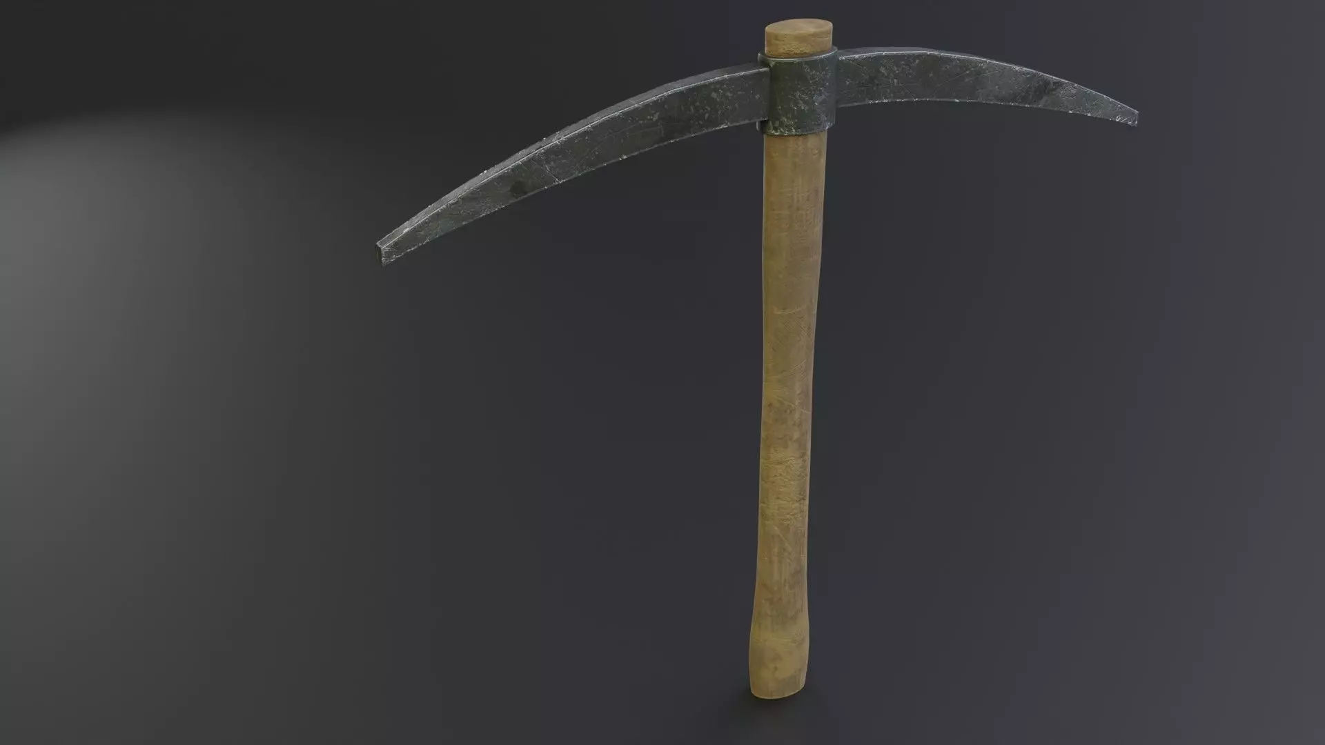Medieval old wooden pickaxe  Low-poly 3D model_0