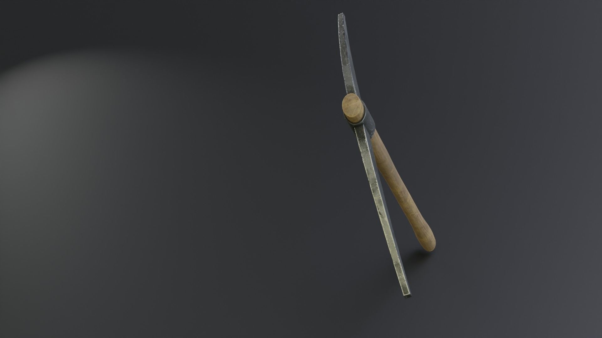 Medieval old wooden pickaxe  Low-poly 3D model_1