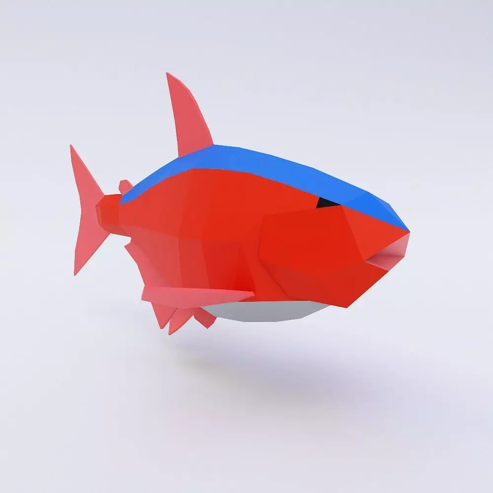 Neon tetra fish low poly 3d model Low-poly 3D model