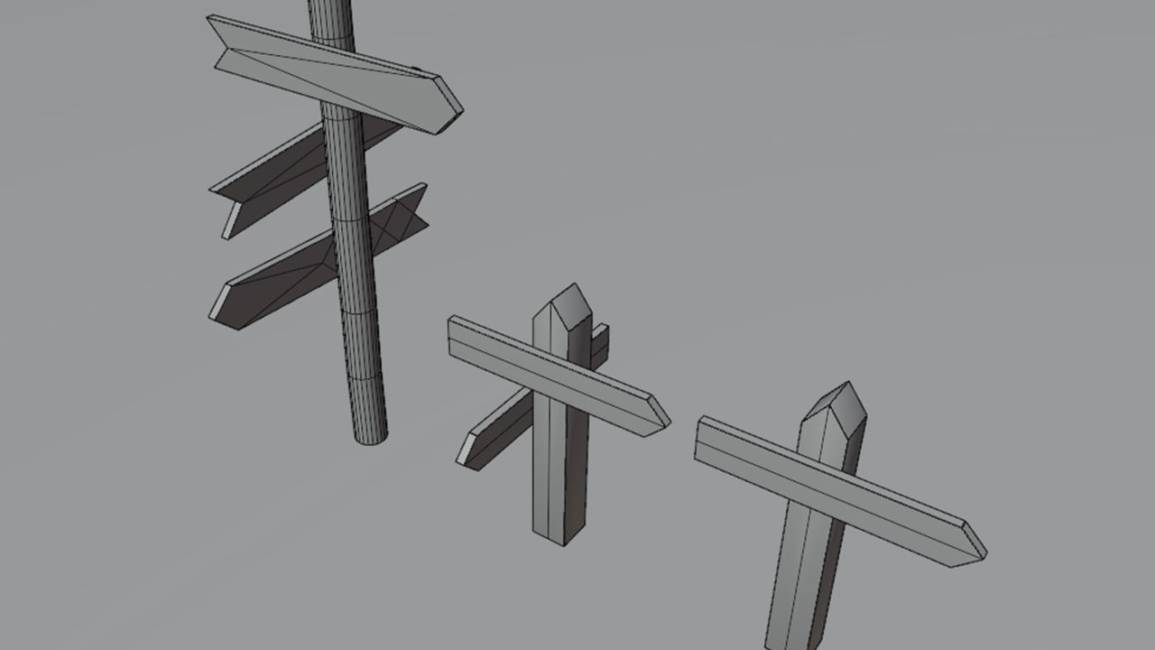 Medieval road sign Free low-poly 3D model_3