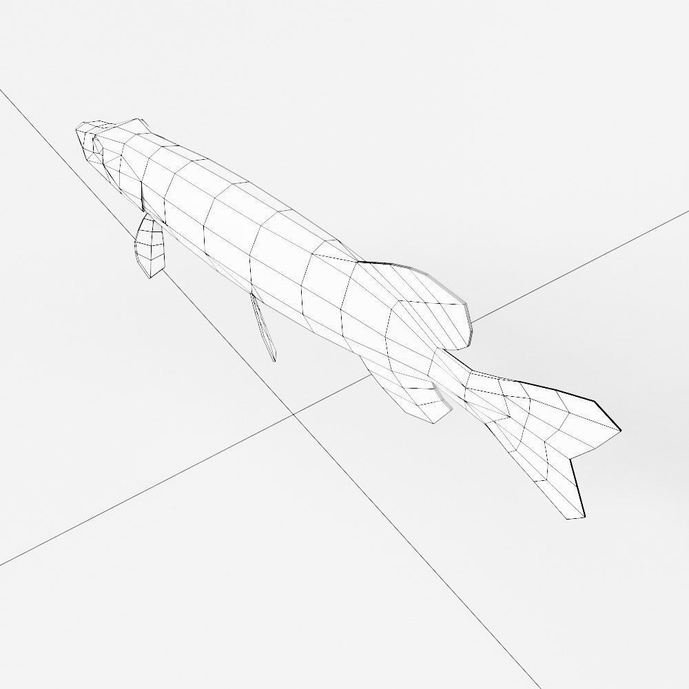 Northern pike fish low poly 3d model  Low-poly 3D model_5