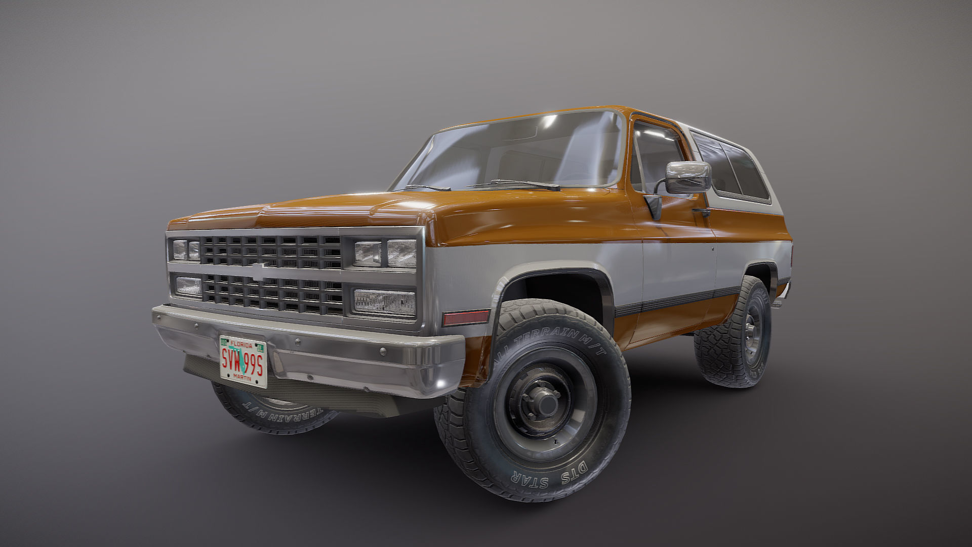 80s offroad car Low-poly 3D model_24