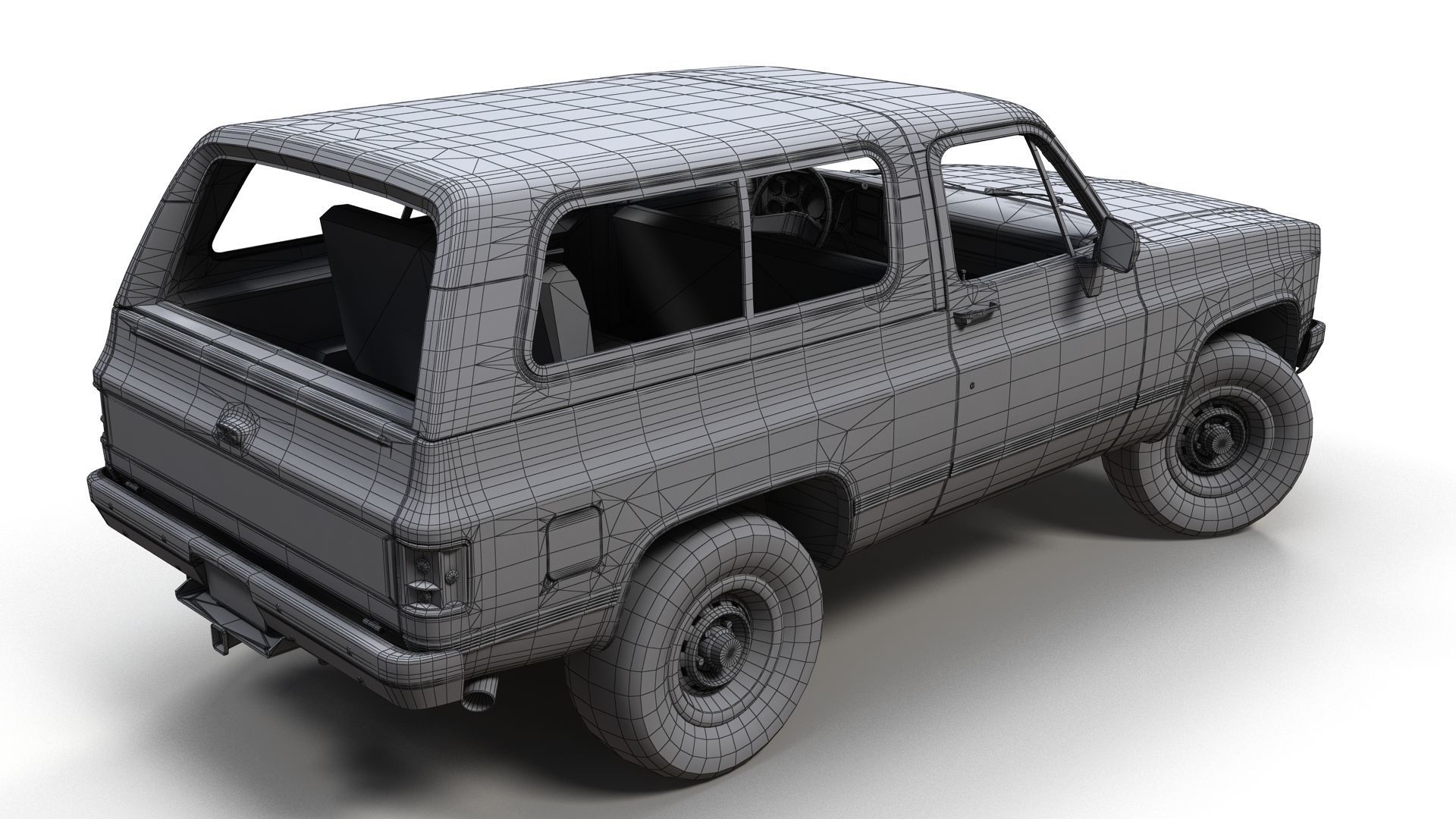 80s offroad car Low-poly 3D model_15