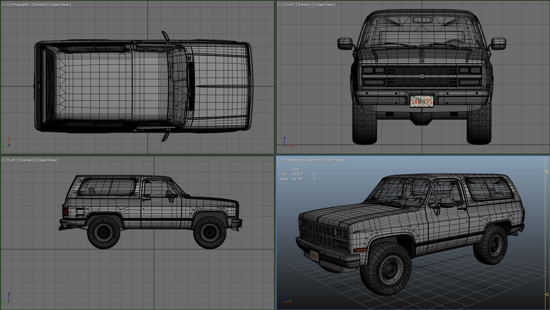 80s offroad car Low-poly 3D model_40