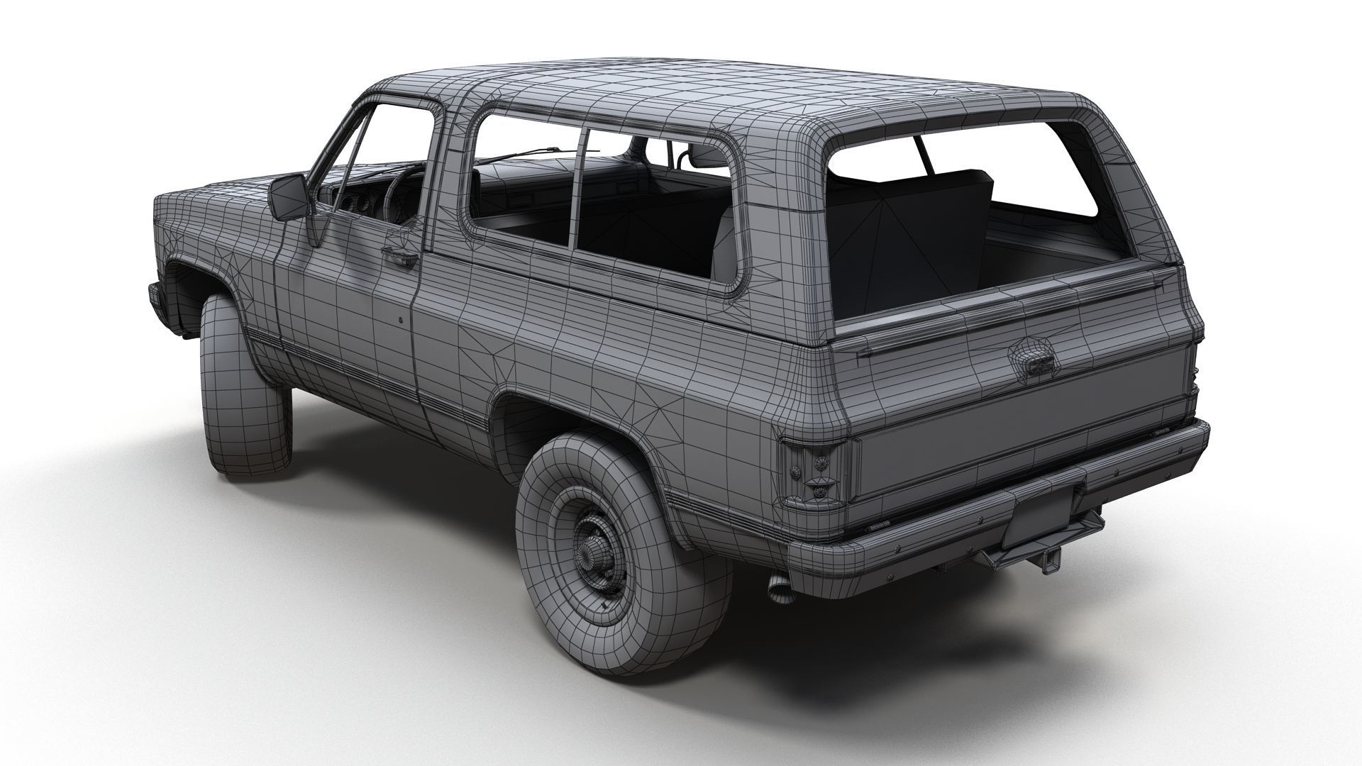 80s offroad car Low-poly 3D model_10