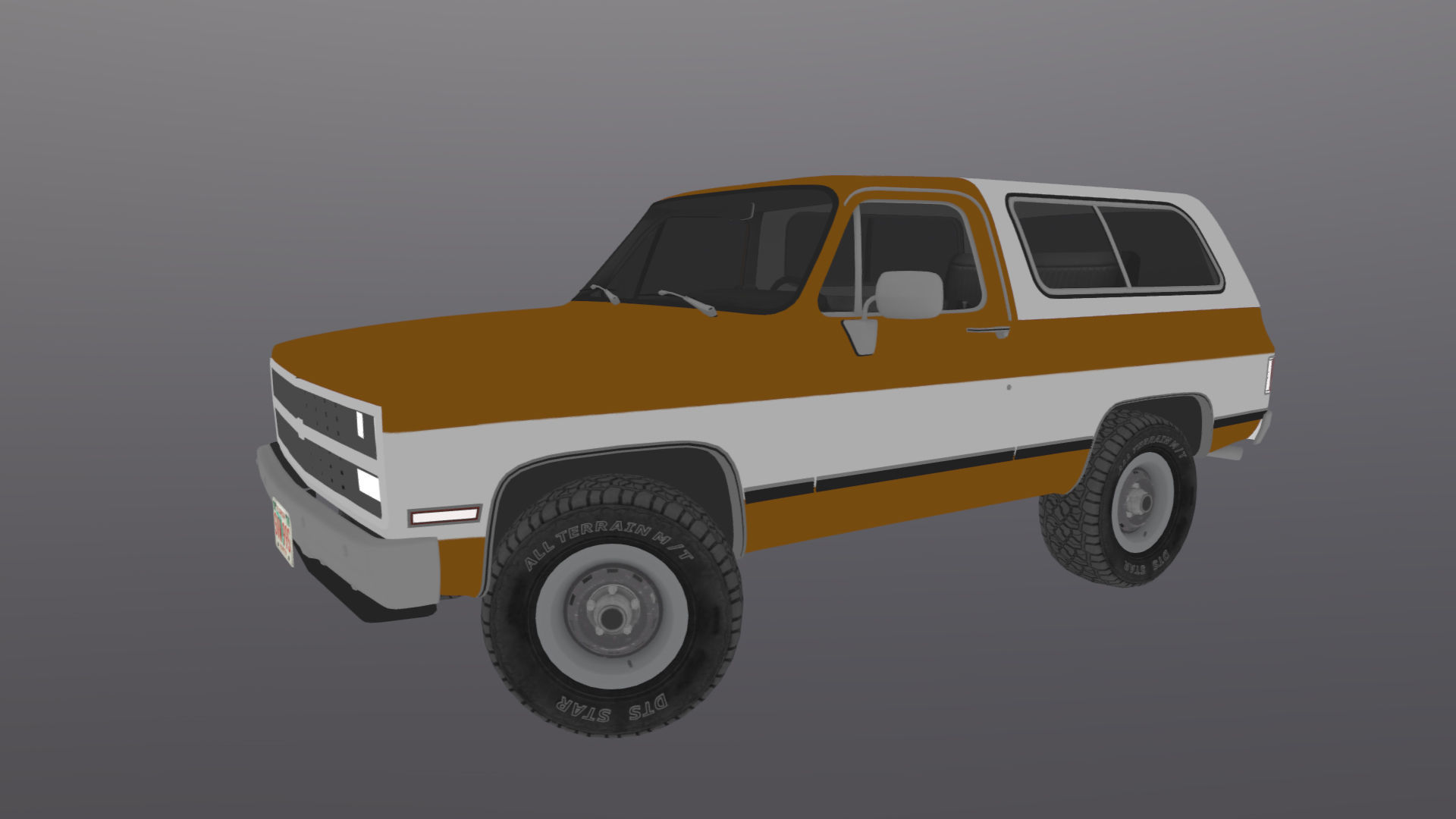 80s offroad car Low-poly 3D model_35