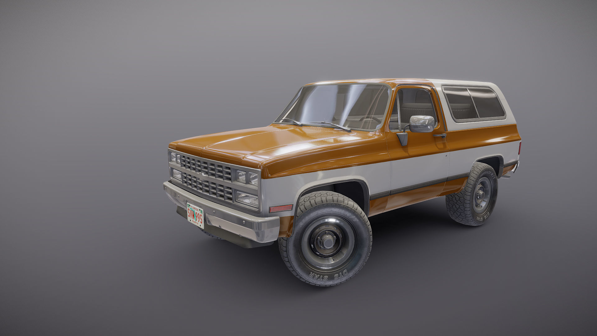80s offroad car Low-poly 3D model_17