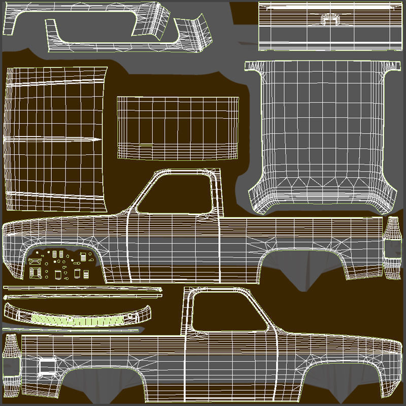 80s offroad car Low-poly 3D model_44