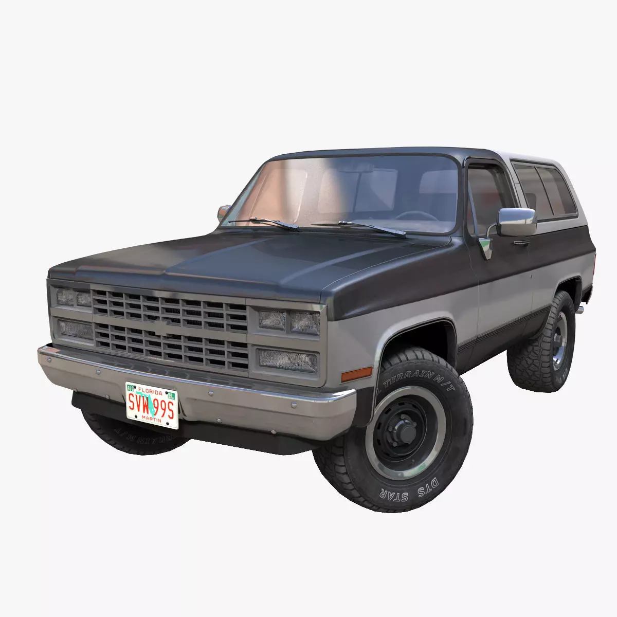 80s offroad car Low-poly 3D model_0