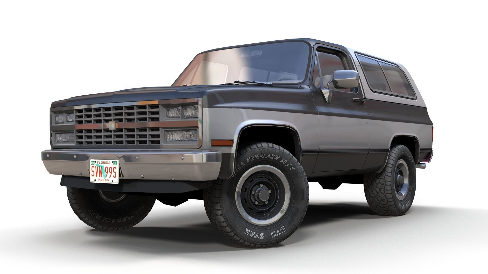 80s offroad car Low-poly 3D model_9