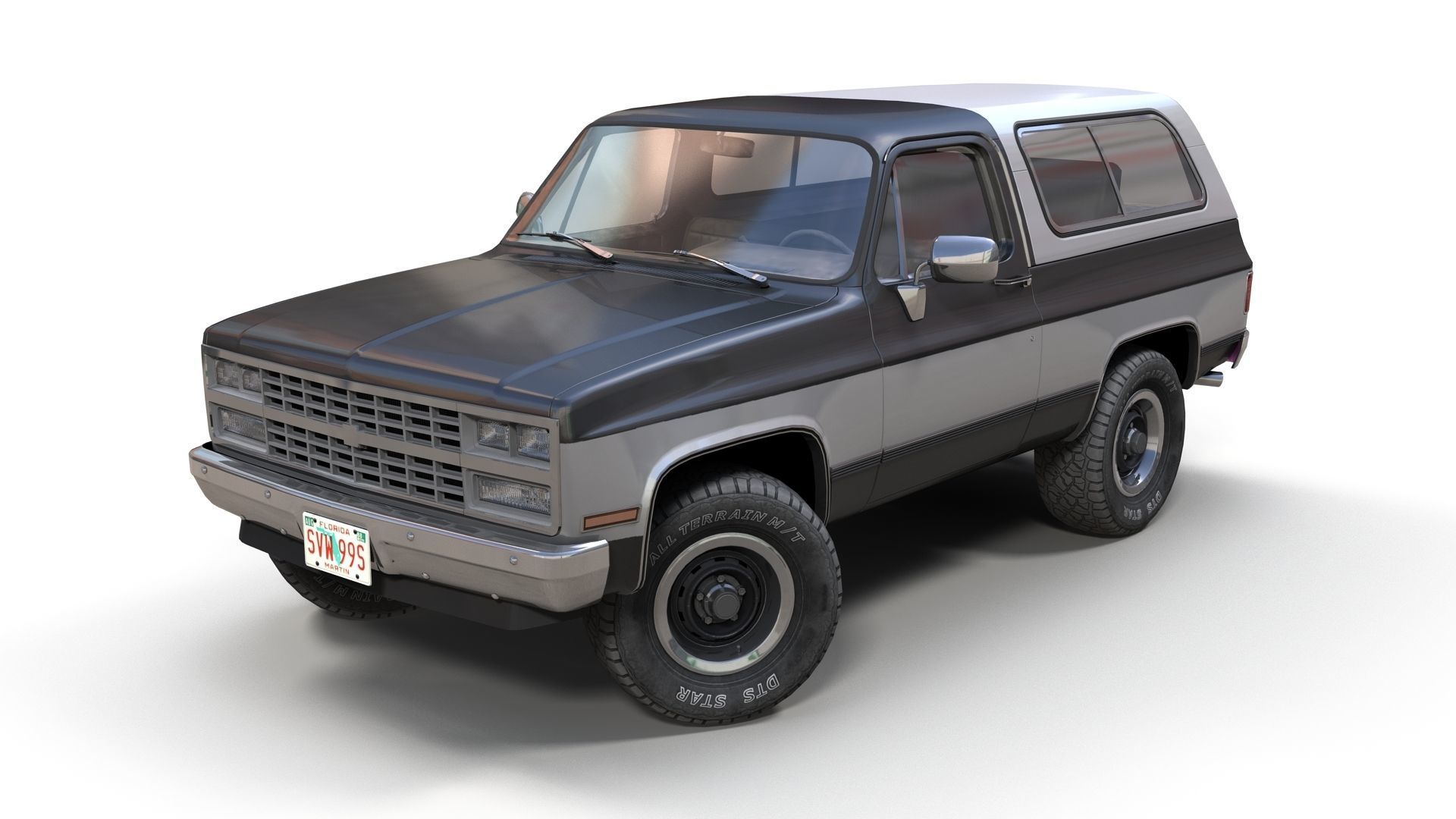 80s offroad car Low-poly 3D model_2