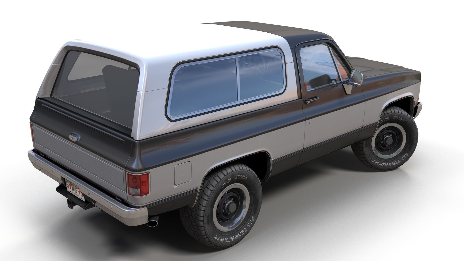 80s offroad car Low-poly 3D model_3