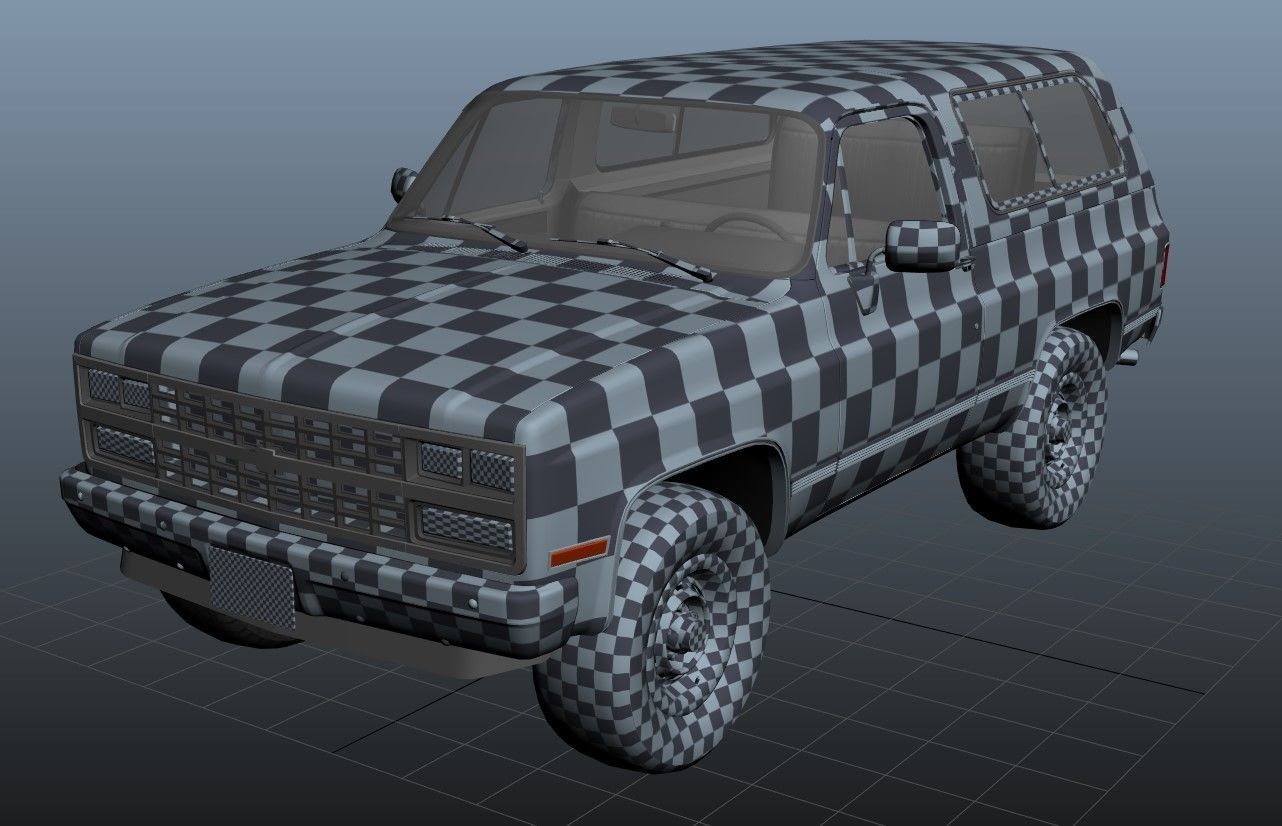 80s offroad car Low-poly 3D model_39