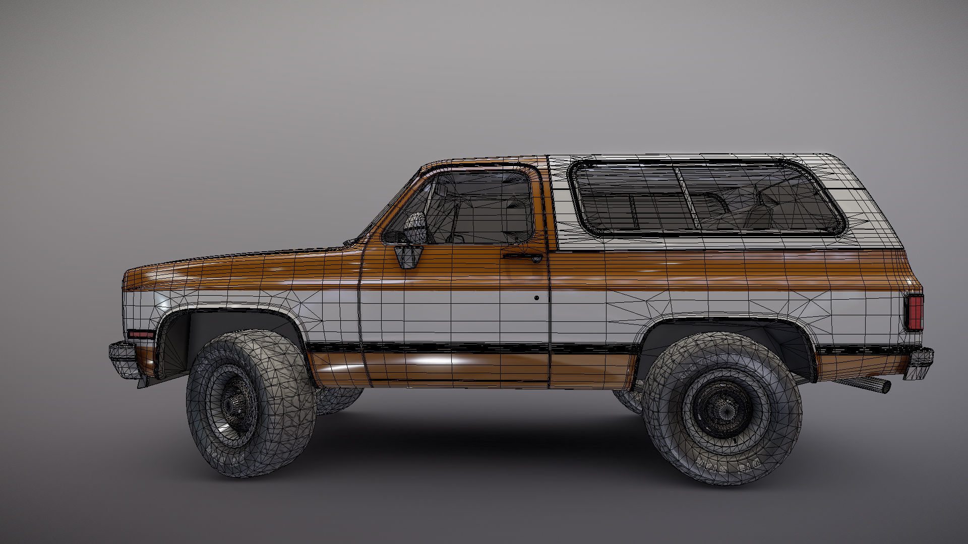80s offroad car Low-poly 3D model_28