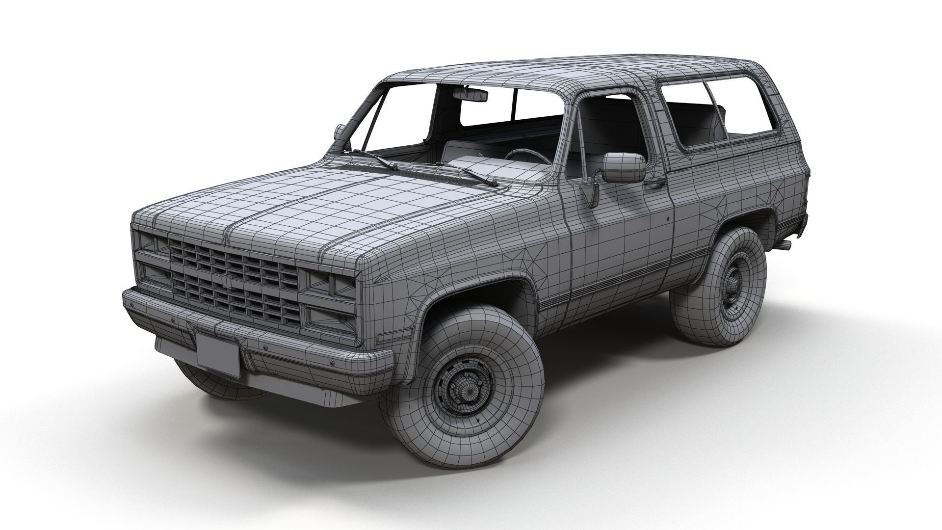 80s offroad car Low-poly 3D model_13