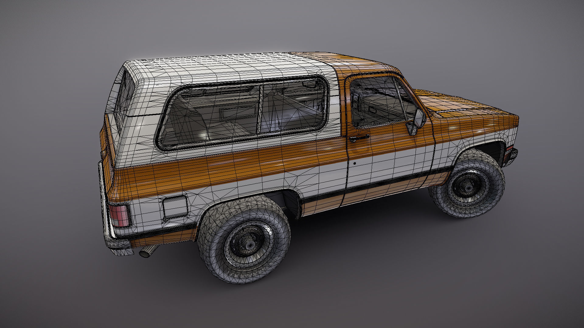 80s offroad car Low-poly 3D model_26