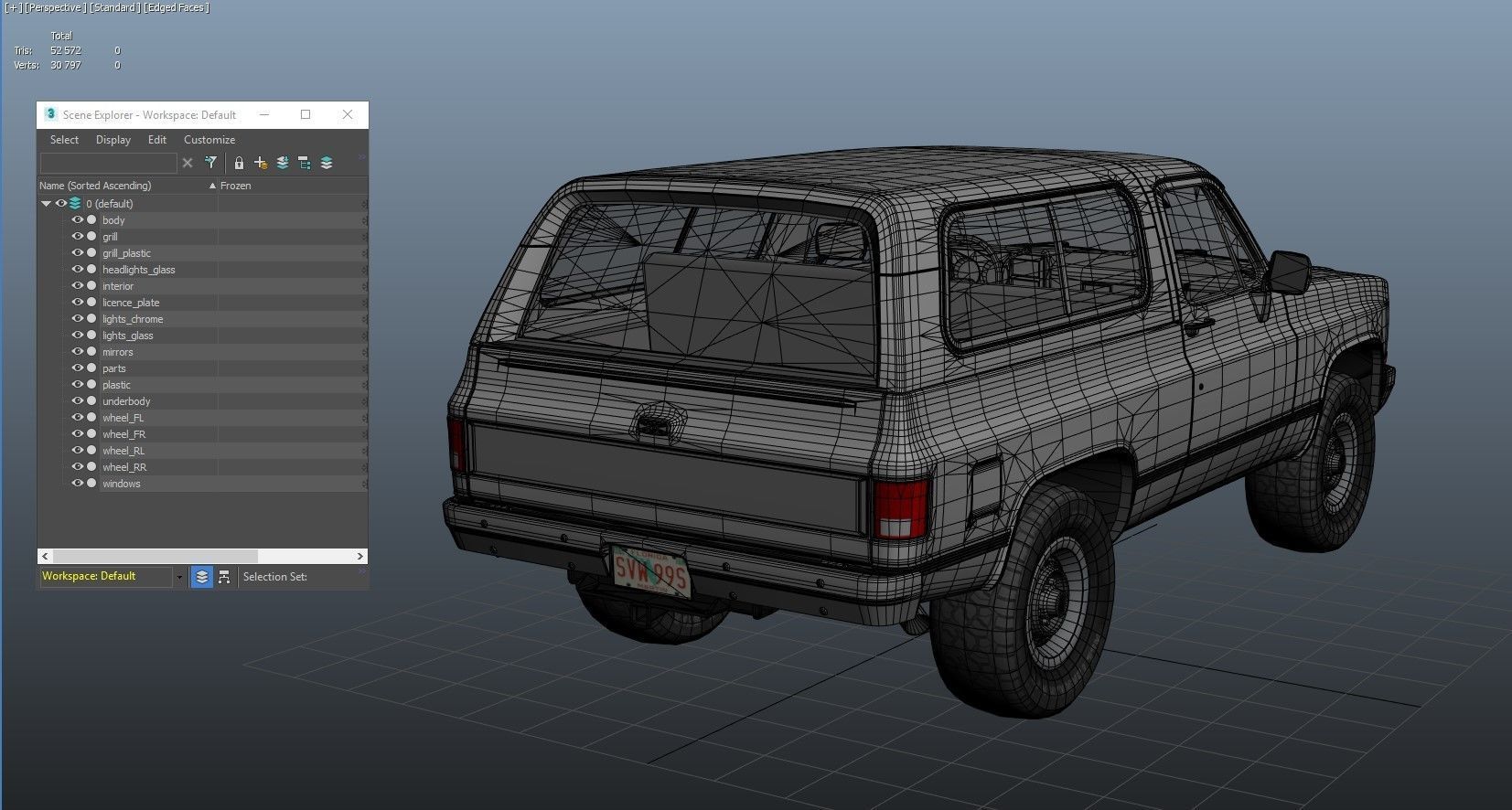 80s offroad car Low-poly 3D model_38