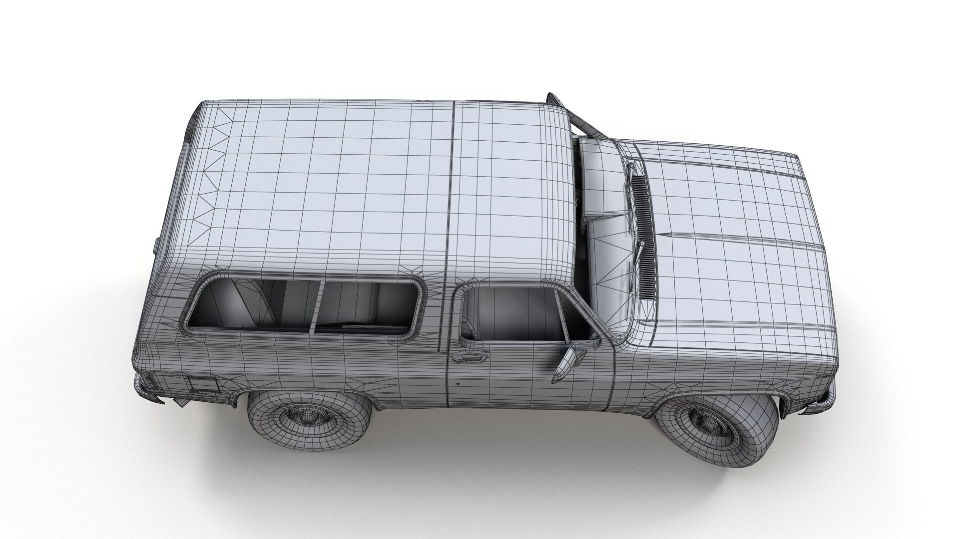 80s offroad car Low-poly 3D model_16