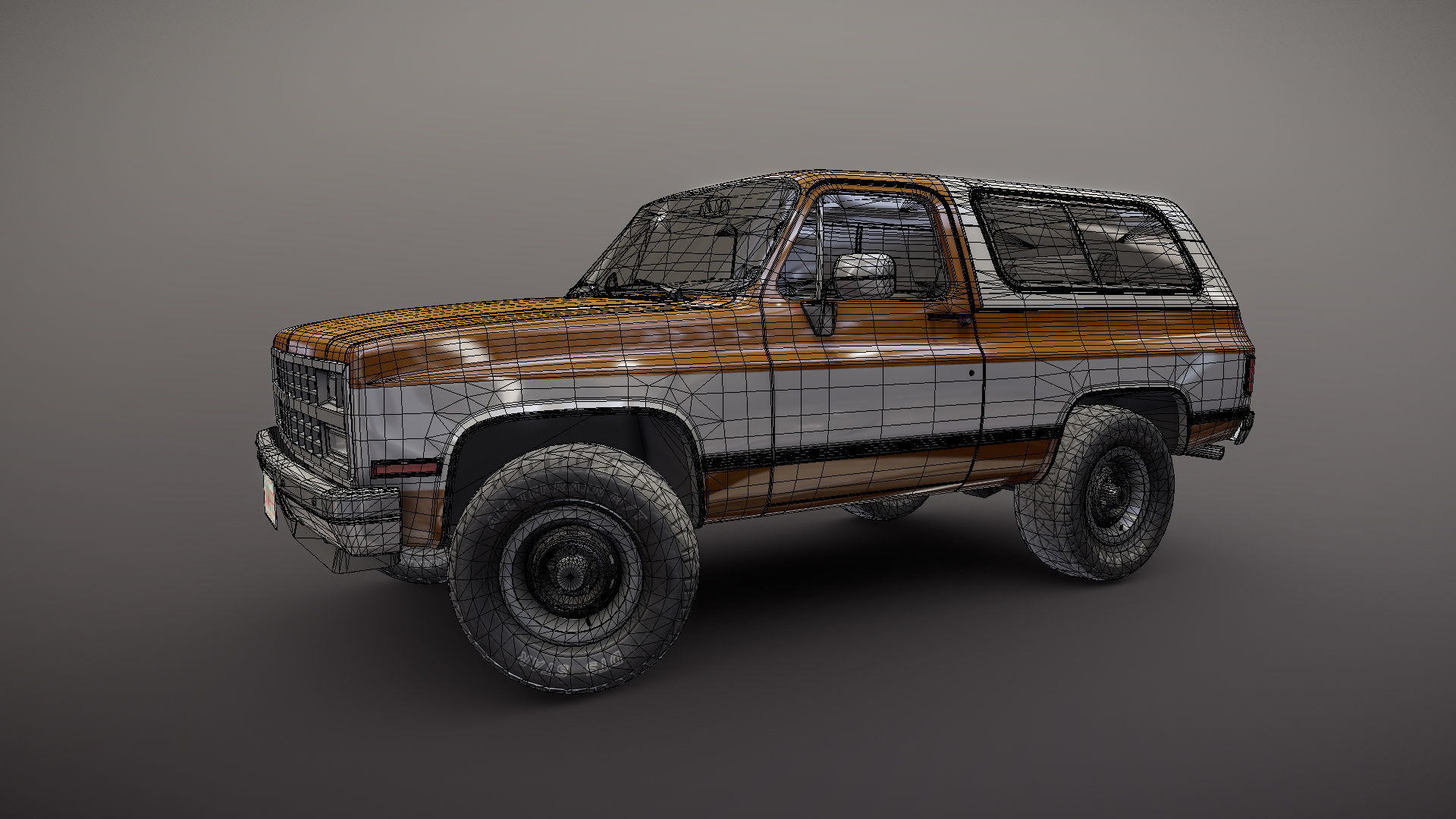 80s offroad car Low-poly 3D model_25
