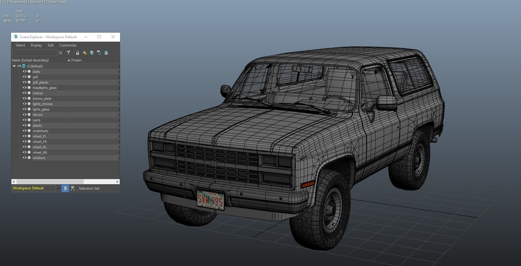 80s offroad car Low-poly 3D model_37