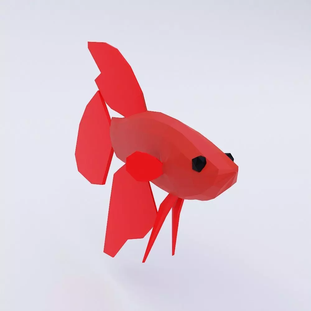 Red betta fish low poly 3d model Low-poly 3D model