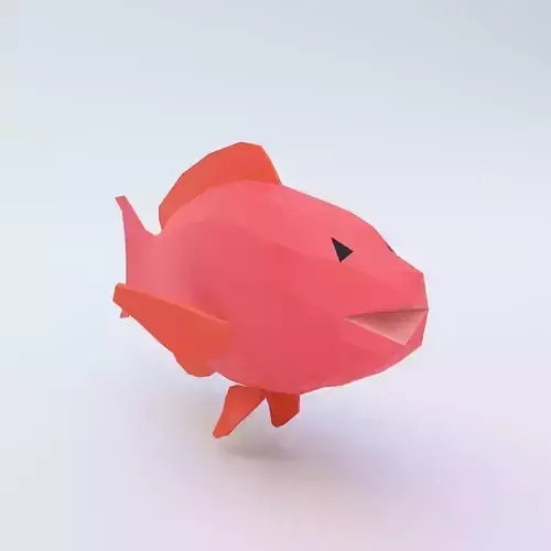 Red drum fish low poly 3d model 