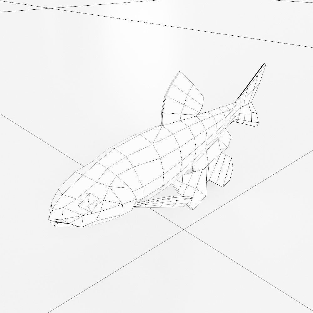 Zacco platypus fish low poly 3d model  Low-poly 3D model_4