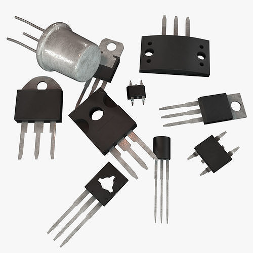 Transistors four electronic components Low-poly 3D model