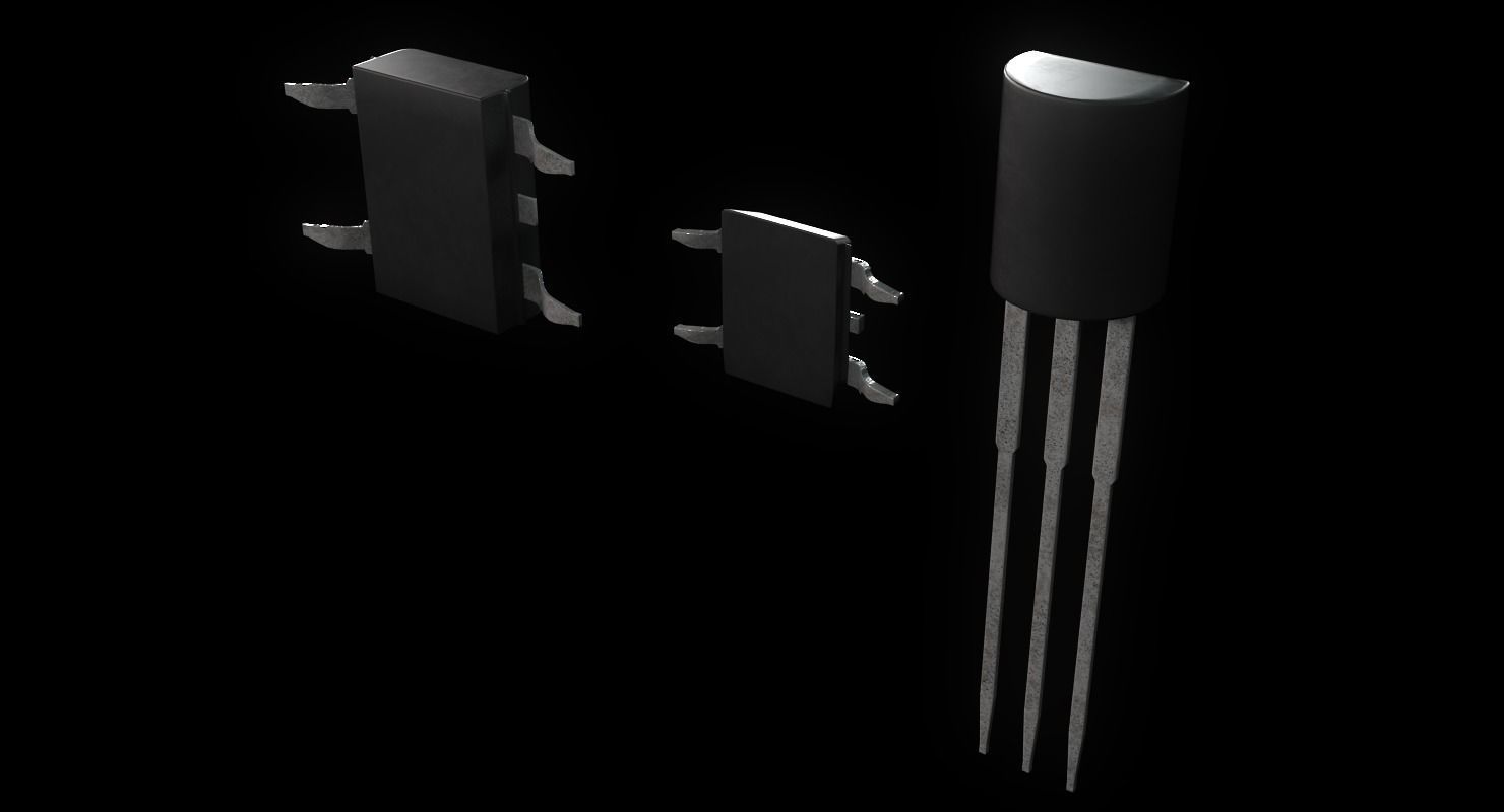 Transistors four electronic components Low-poly 3D model_4