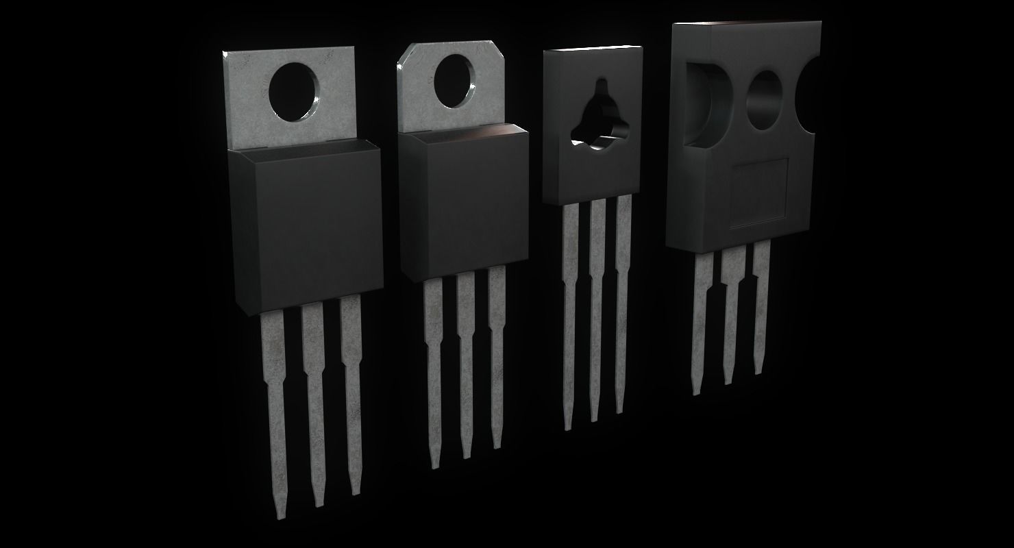 Transistors four electronic components Low-poly 3D model_5