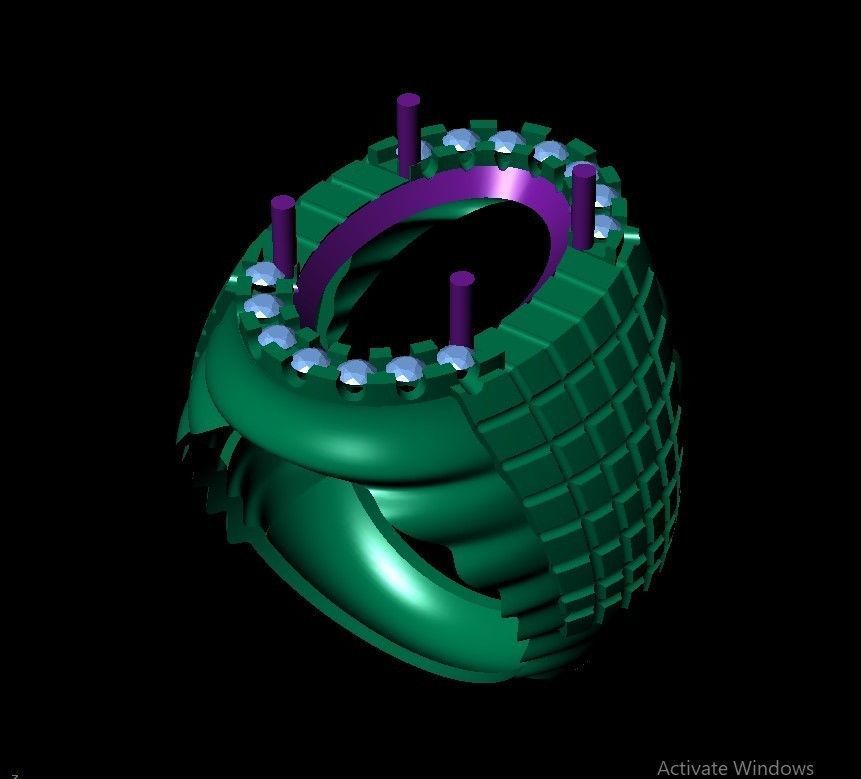 Garnet ring for man 3D print model_2