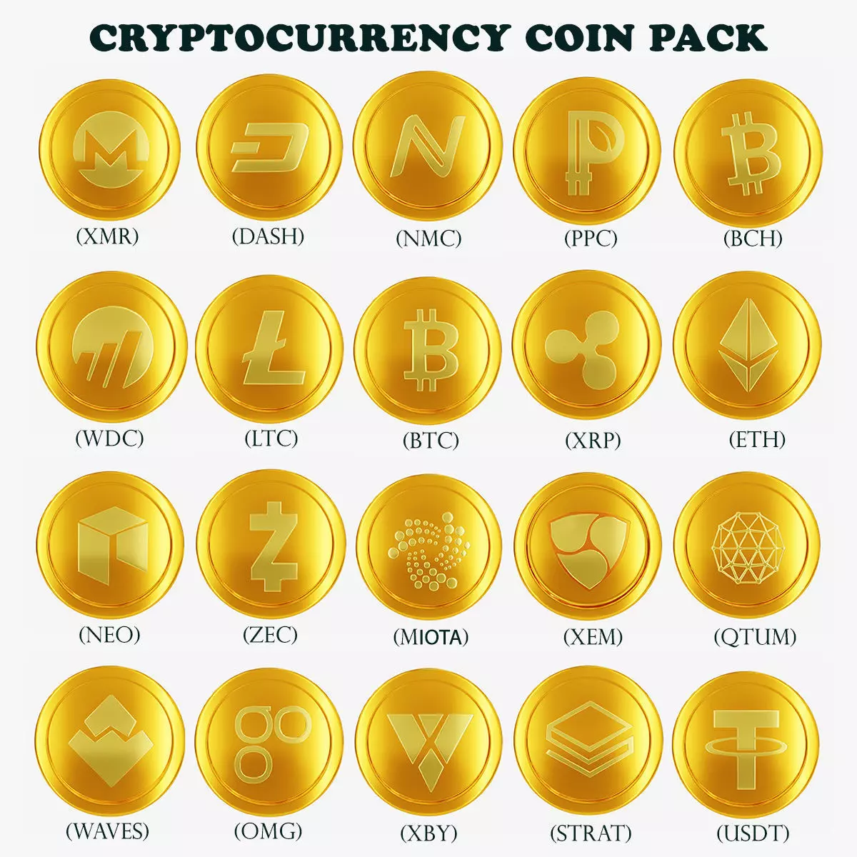 Cryptocurrency Coin Pack Low-poly 3D model