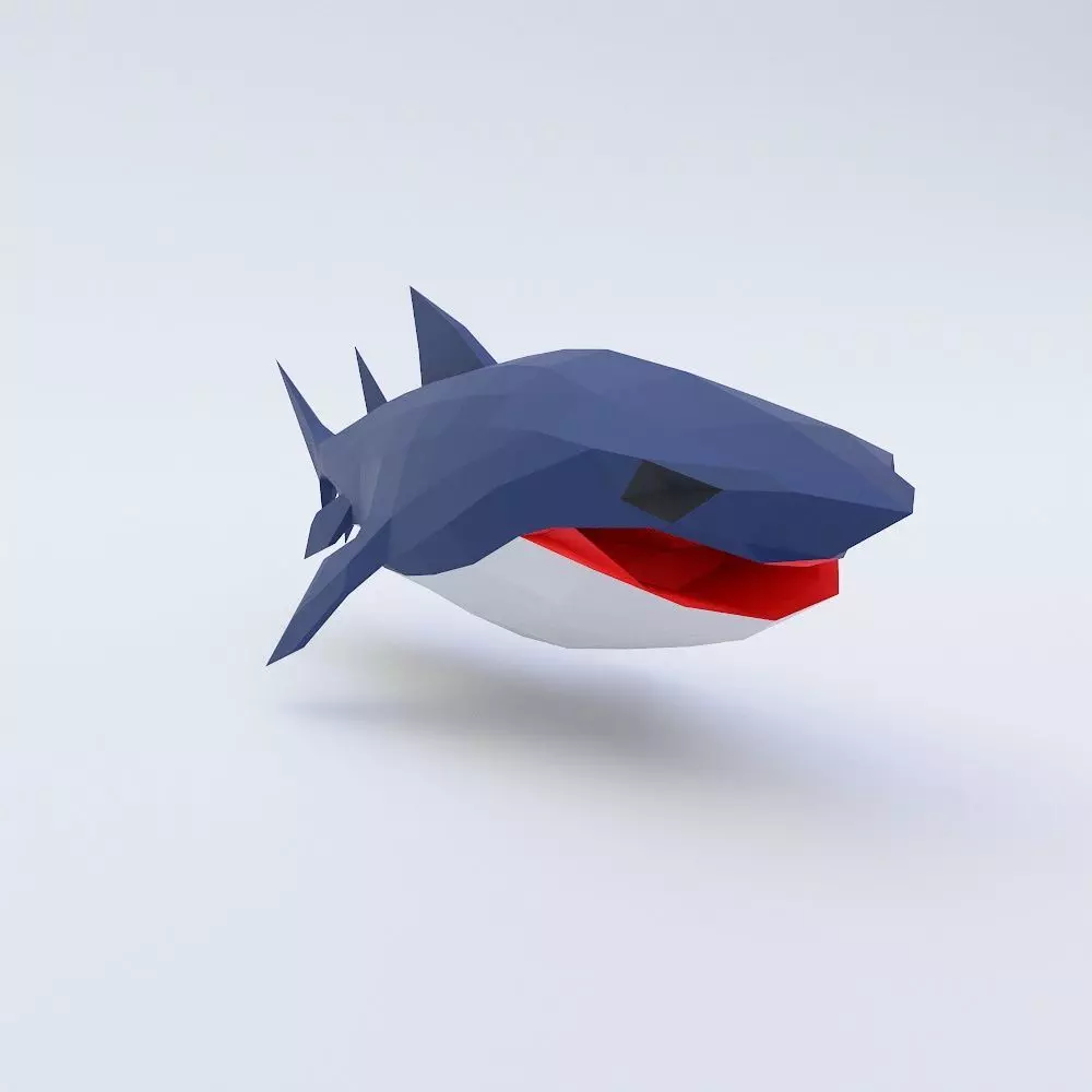 Shark Fish low poly toon 3d model Low-poly 3D model_0
