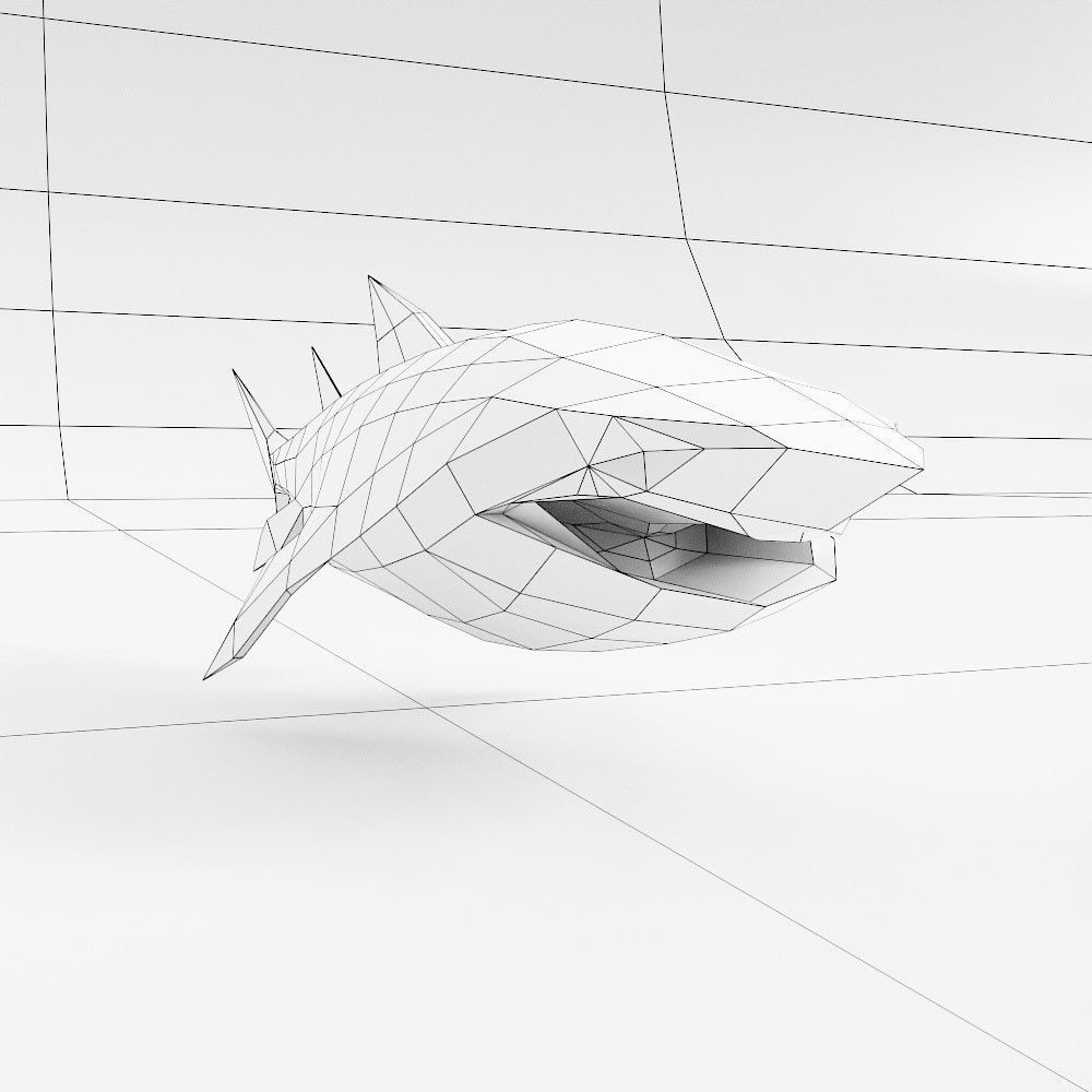 Shark Fish low poly toon 3d model Low-poly 3D model_4