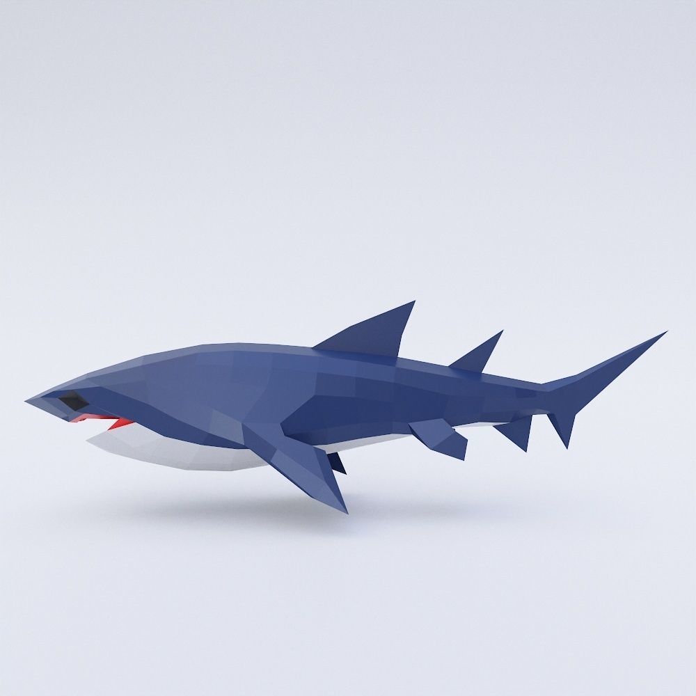 Shark Fish low poly toon 3d model Low-poly 3D model_1
