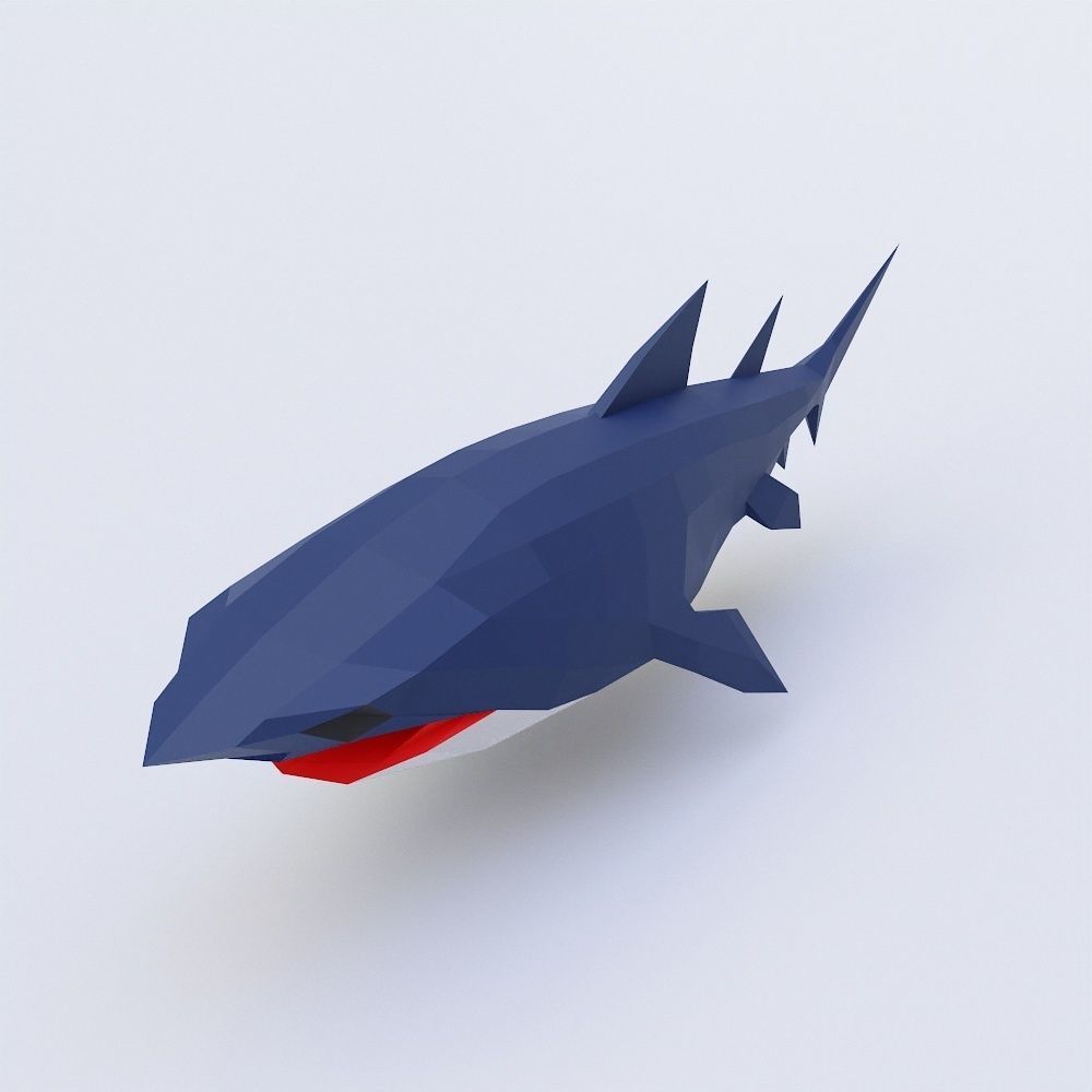 Shark Fish low poly toon 3d model Low-poly 3D model_2