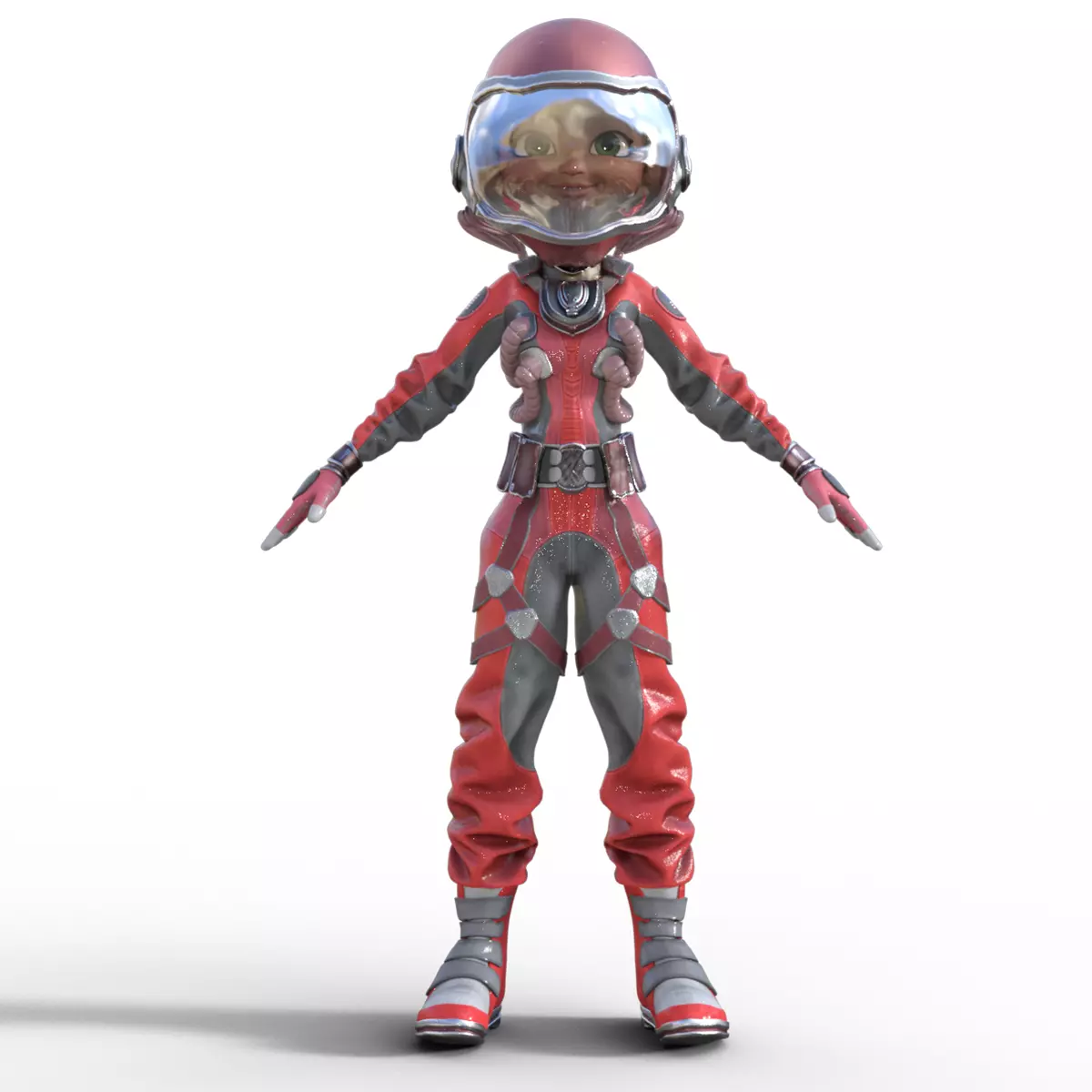 3D Cartoon Astronaut Woman 3D model