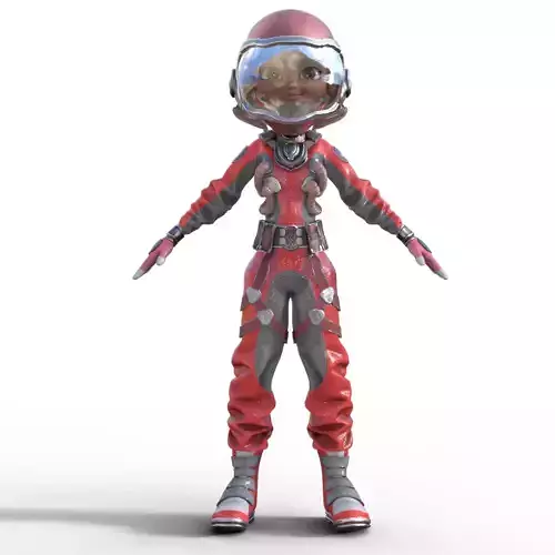 3D Cartoon Astronaut Woman