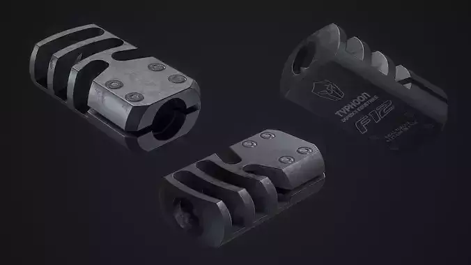 Muzzle Brake Typhoon F12 Gen 1 Low-poly 3D model