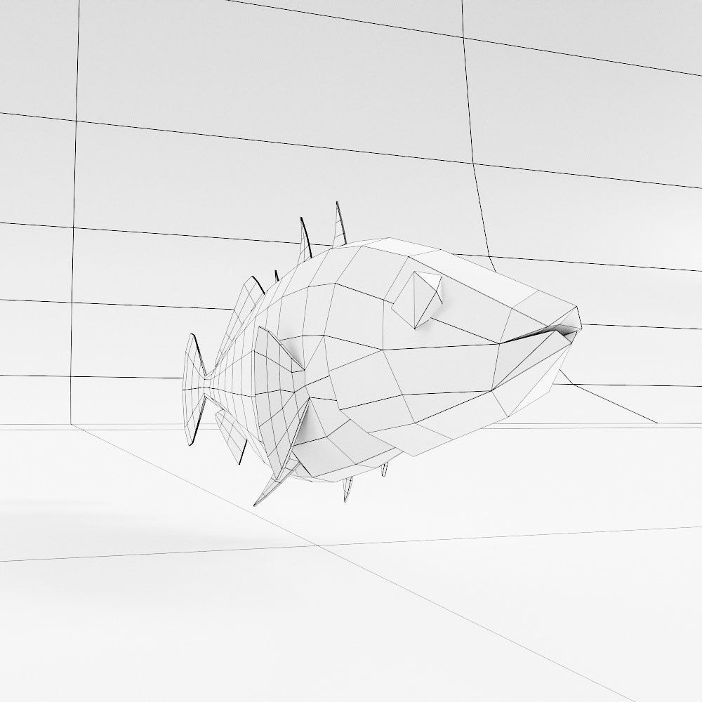 Stickleback fish low poly 3d model Low-poly 3D model_3