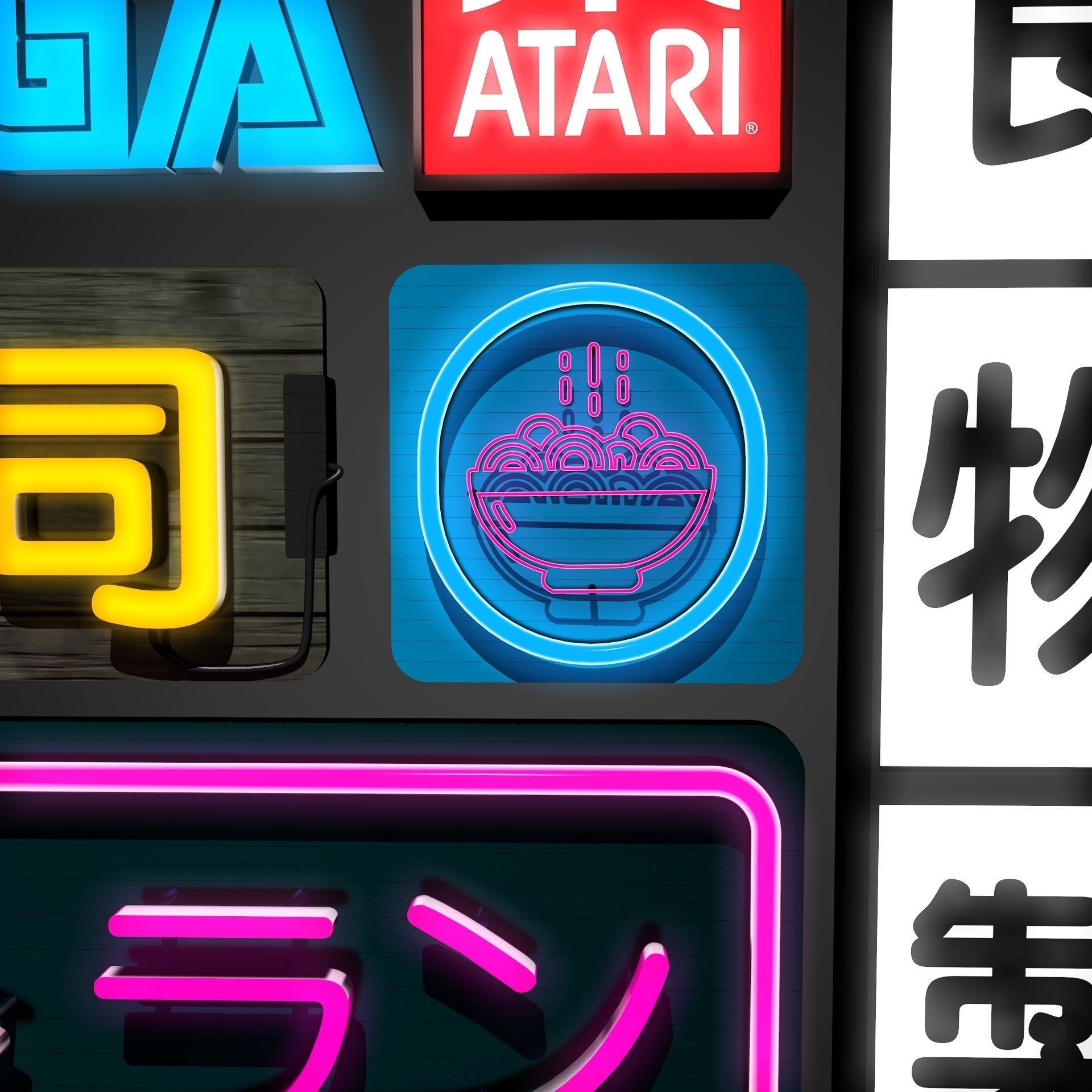 14 Sci-Fi Neon Signs Cyberpunk Collection Pack Vol 1 Low-poly 3D model_8
