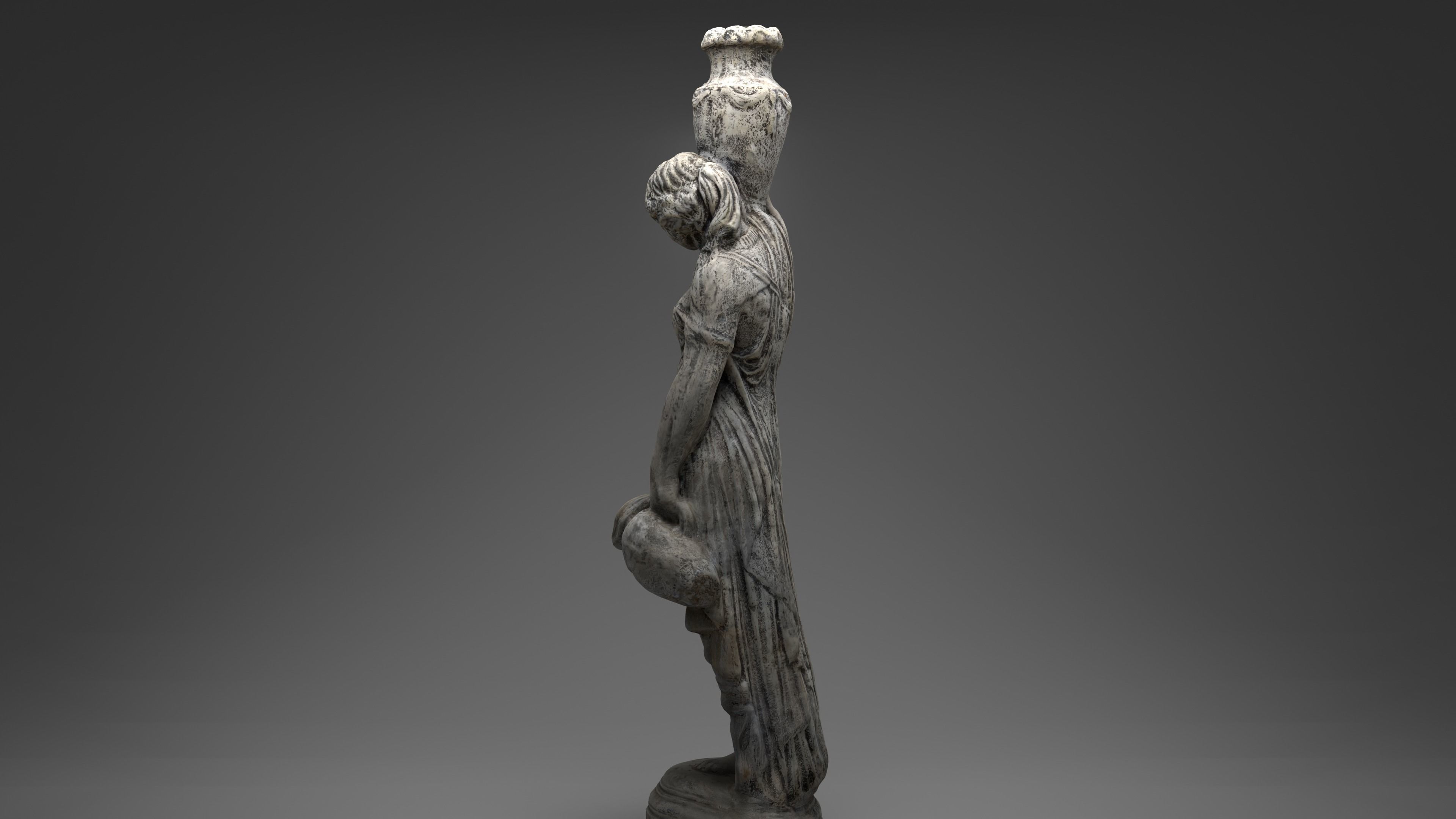 Grecian Woman Statue with jugs 001 Photoscan PBR Game Ready Low-poly 3D model_10