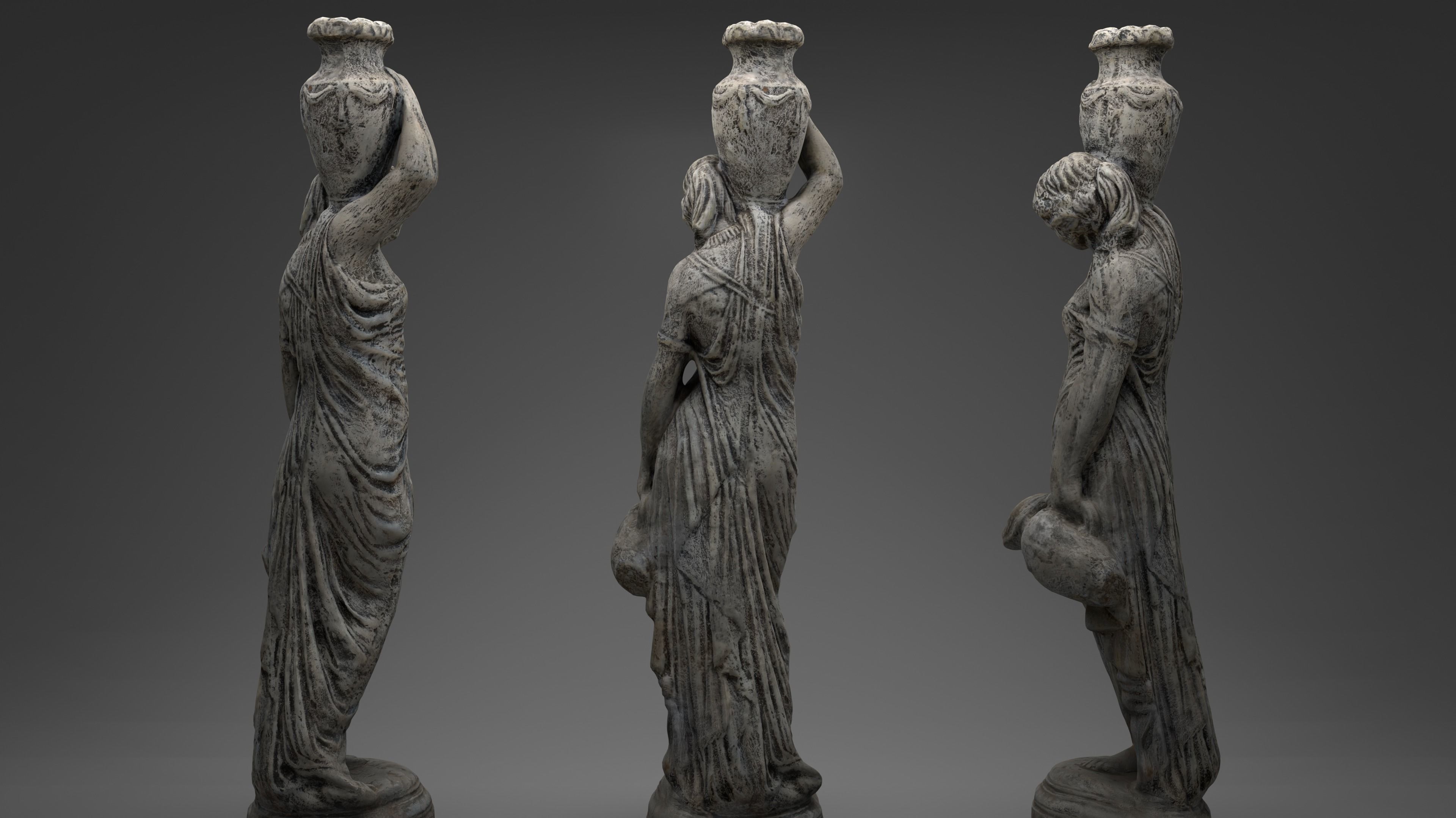 Grecian Woman Statue with jugs 001 Photoscan PBR Game Ready Low-poly 3D model_3