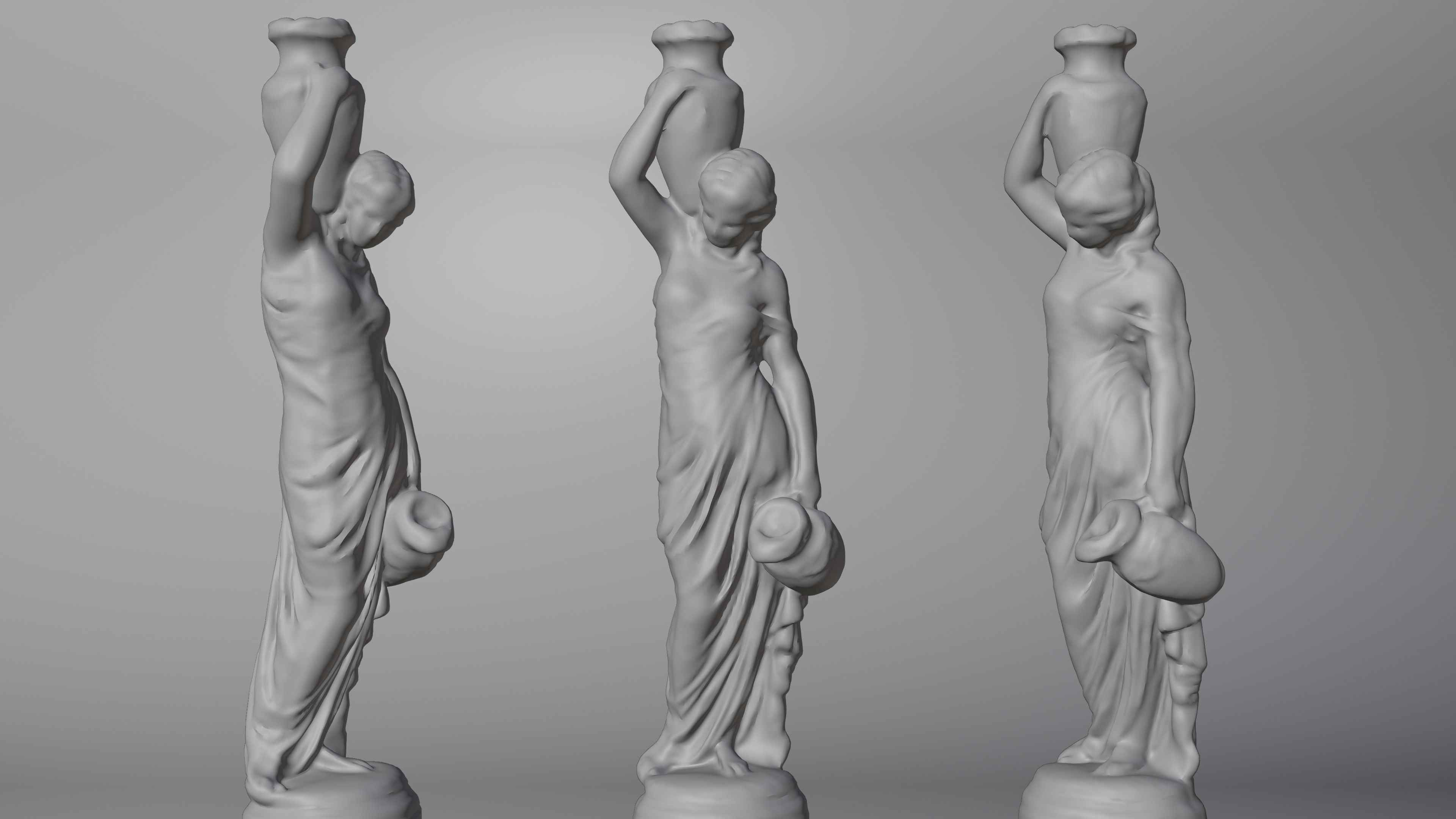 Grecian Woman Statue with jugs 001 Photoscan PBR Game Ready Low-poly 3D model_4